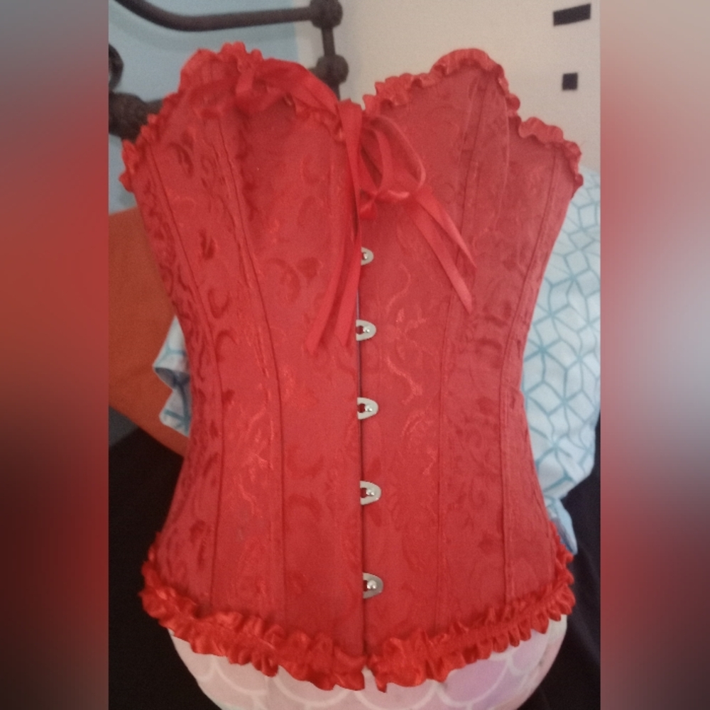 Red brocade corset size Med